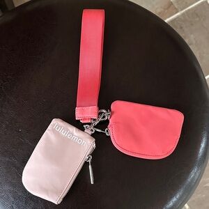 Lululemon Blush and Coral Pouch Set dual pouch wristlet light pink coral